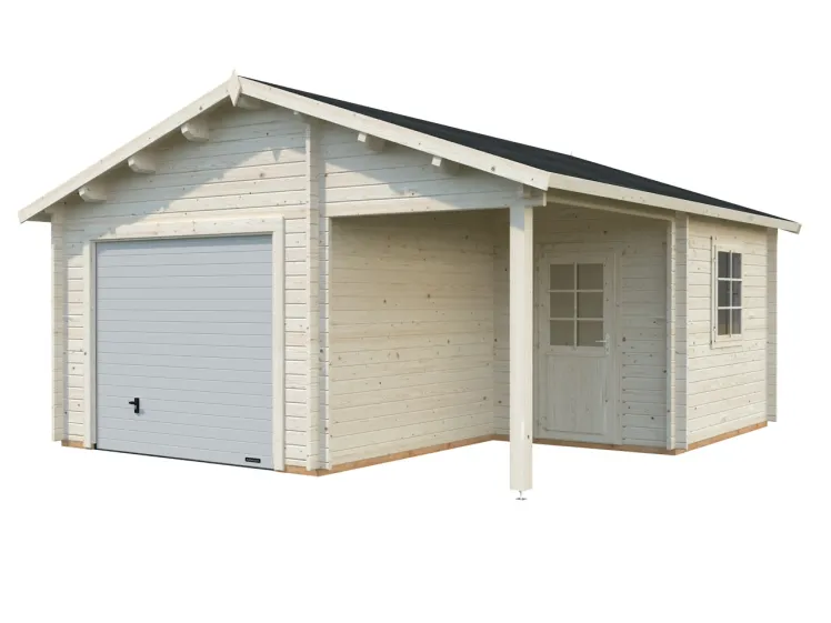PALMAKO Holz-Garage Roger 21,9+5,2 m� mit Sektionaltor 44mm 530x570cm